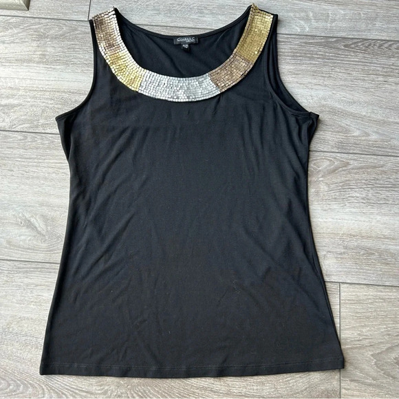 Conrad C Beaded Neckline Sleeveless Tank Top - Picture 4 of 12